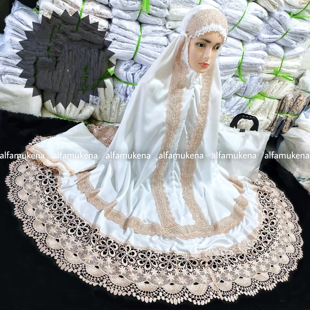 Mukena dewasa andin ikatan cinta jumbo kd full renda seroja terbaru mukena prada princess keong sero