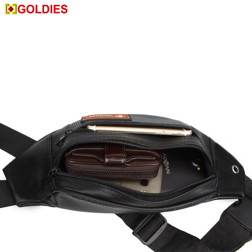 Tas Selempang Pria Kulit Sintentis Import Waist bag Pria Anti Air Original Goldvers - Goldiesbags