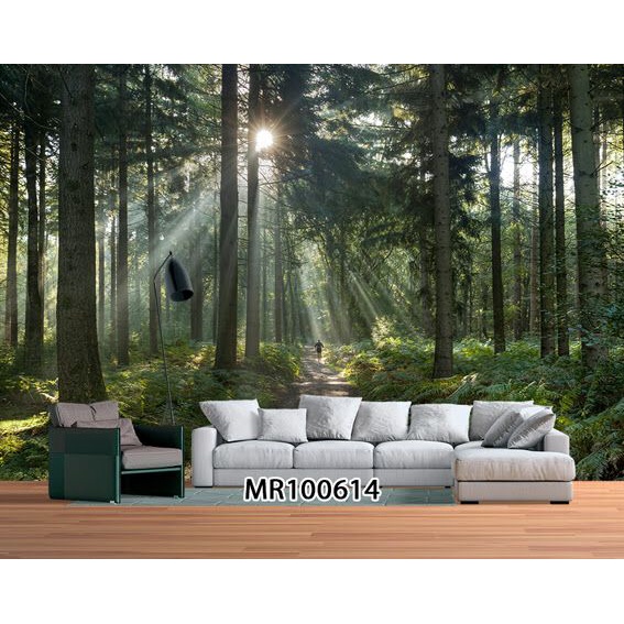 WALLPAPER 3D DINDING PHOTOWALL MURAL MOTIF PEMANDANGAN HUTAN ALAMI POHON