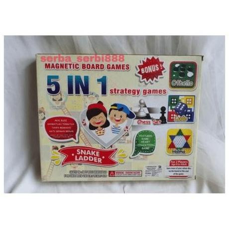 Ular Tangga , Ludo , Catur , Otello , Halma Boardgame Magnet Jumbo 5