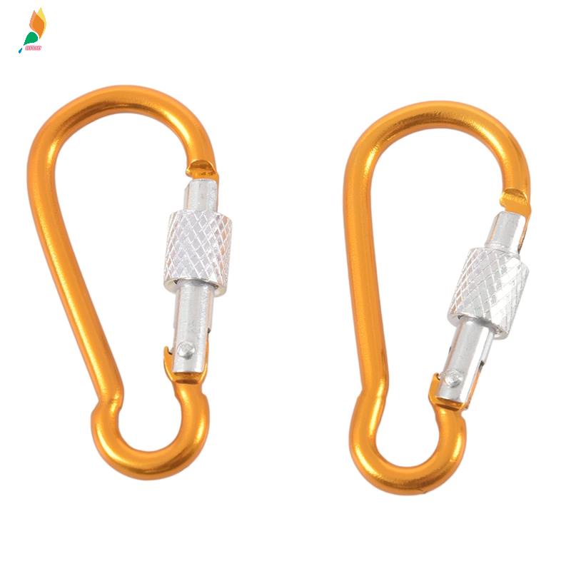 2pcs Klip Carabiner Bahan Aluminum Warna Emas Panjang 5cm Untuk Travel