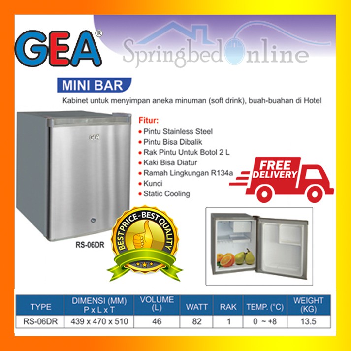 GEA Mini Bar RS-06DR Kulkas Murah Portable Harga Pabrik