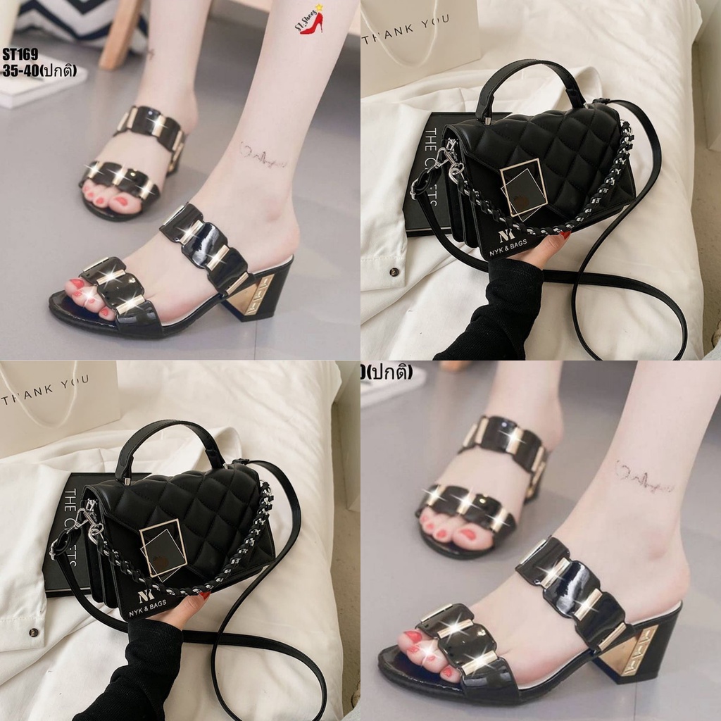 promo 11.11 paket sandal  heel hak tahu dan tas selempang cod