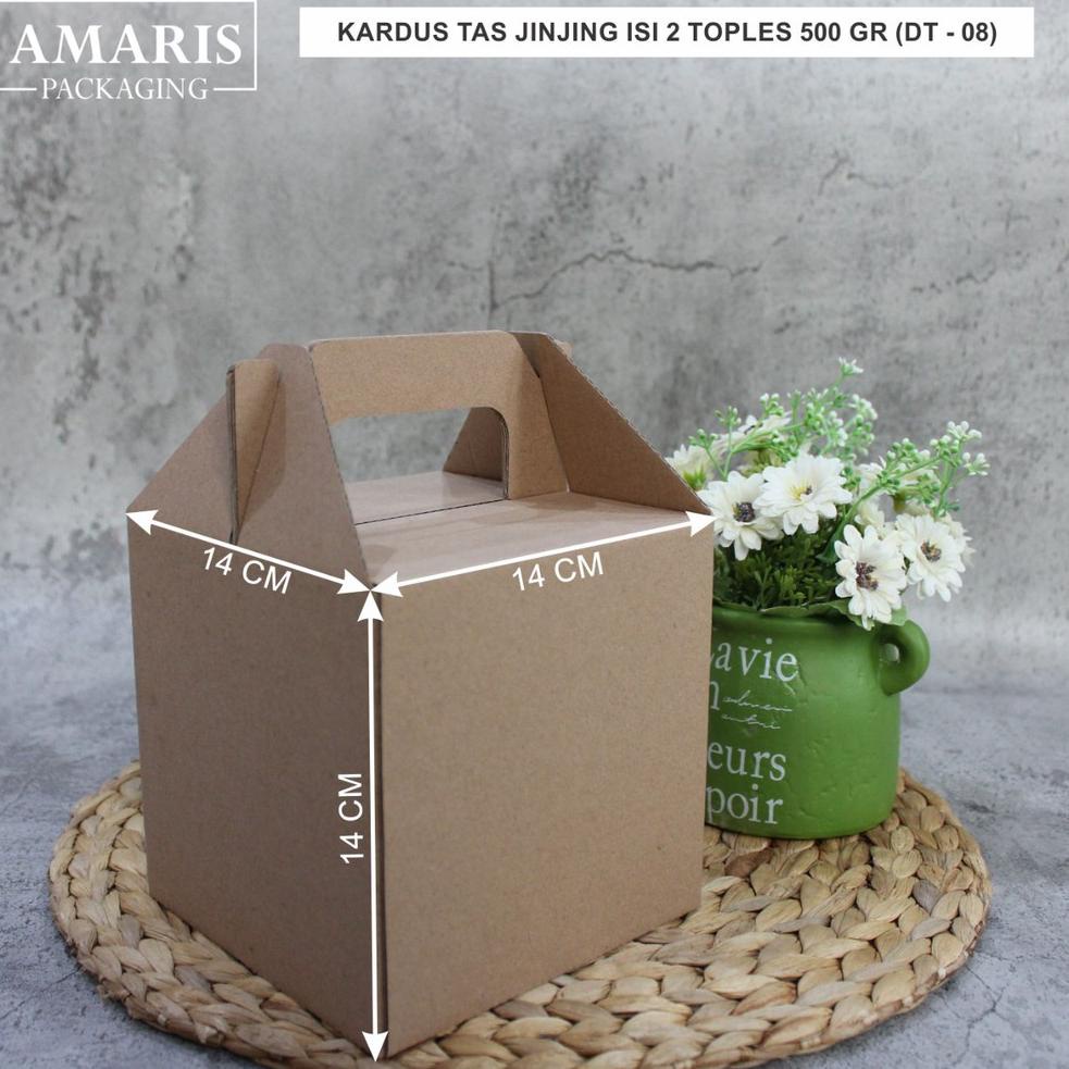 

☑ Kardus Die Cut Tas Jinjing Isi 2 Toples 500 Gr Isi 10 Pcs DT-08 Amaris Packaging ✵