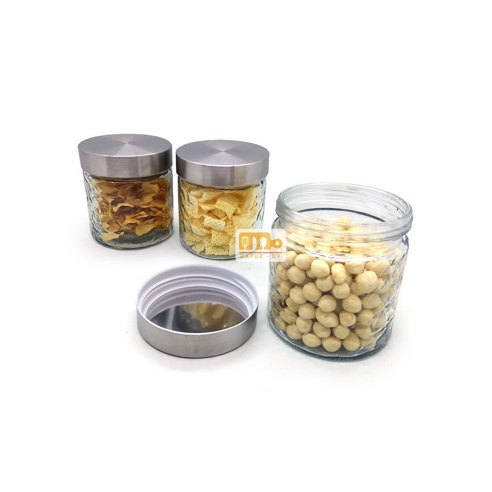 Toples Kaca kue permen 12 cm motif Bunga tutup transparan - Random colour