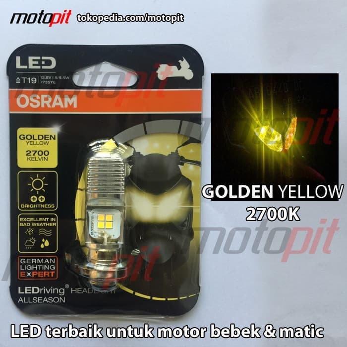 OSRAM LED T19 M5 K1 lampu utama motor H6 KUNING 2700K Golden Yellow