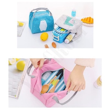 Tas Bekal Karakter Lunch Cooler Bag Salur Makanan Aluminium Kotak Makan Import