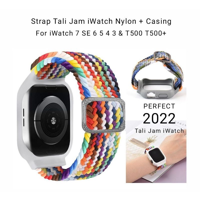 Strap Apple Watch Nylon Case Tali Jam Apple Watch Series 7 SE 6 5 4 3 2 1