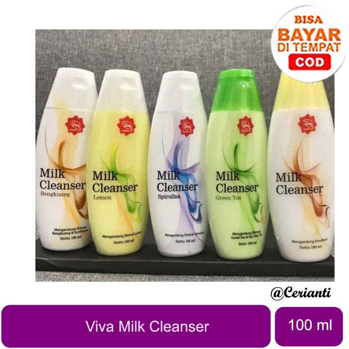 VIVA Milk Cleanser 100ml | AIR MAWAR VIVA | LEMON | CUCUMBER TIMUN | SPIRULINA | BENGKOANG_Cerianti