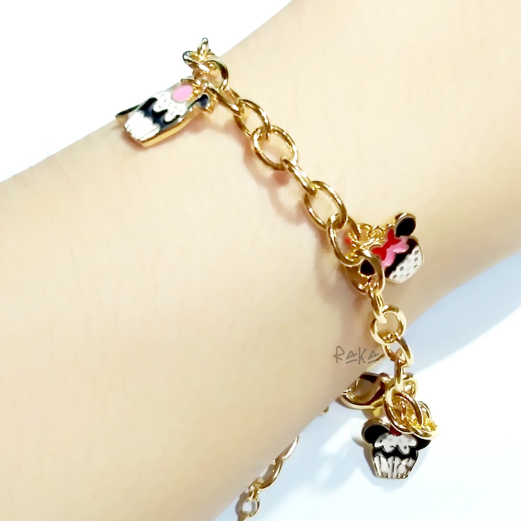 Raka Acc - Gelang Tangan Xuping Silver Gold MICKEY MINNIE MOUSE Cupcakes Perhiasan Wanita 123