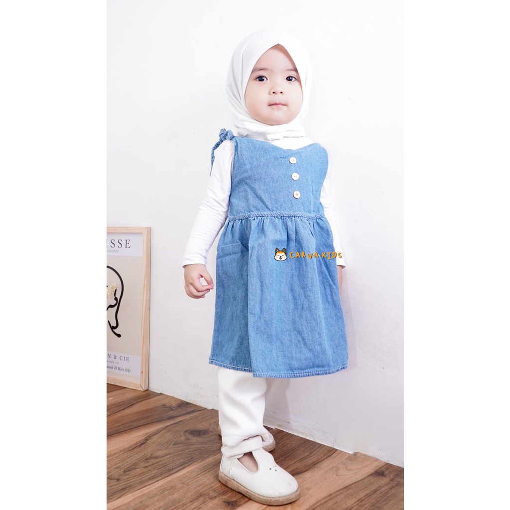 patch bordir dress anak perempuan korea dress anak cewek jeans dress anak andin original denim 1-7 tahun