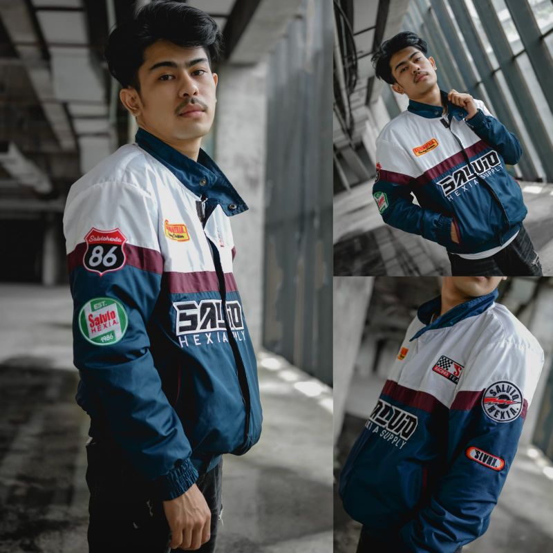 SOUTHWEEK | Nascar Jacket Motowear Racing Addiction - Jaket Motor Pria/Wanita-Putihmaroonbiru 019