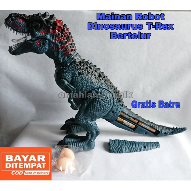 AJ Mainan Anak Robot Dinosaurus Tyrex/T-Rex/TRex Besar Bertelur Murah Gratis Batre