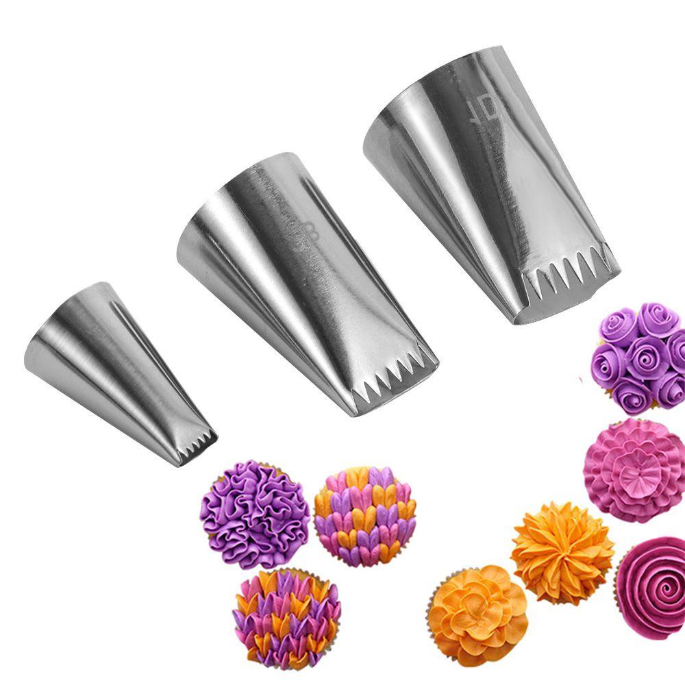 Nanas 1/3PCS Icing Piping Nozzle Bakeware Bakery Pastry Tips Basket Menenun Stainless Steel Alat Es Krim