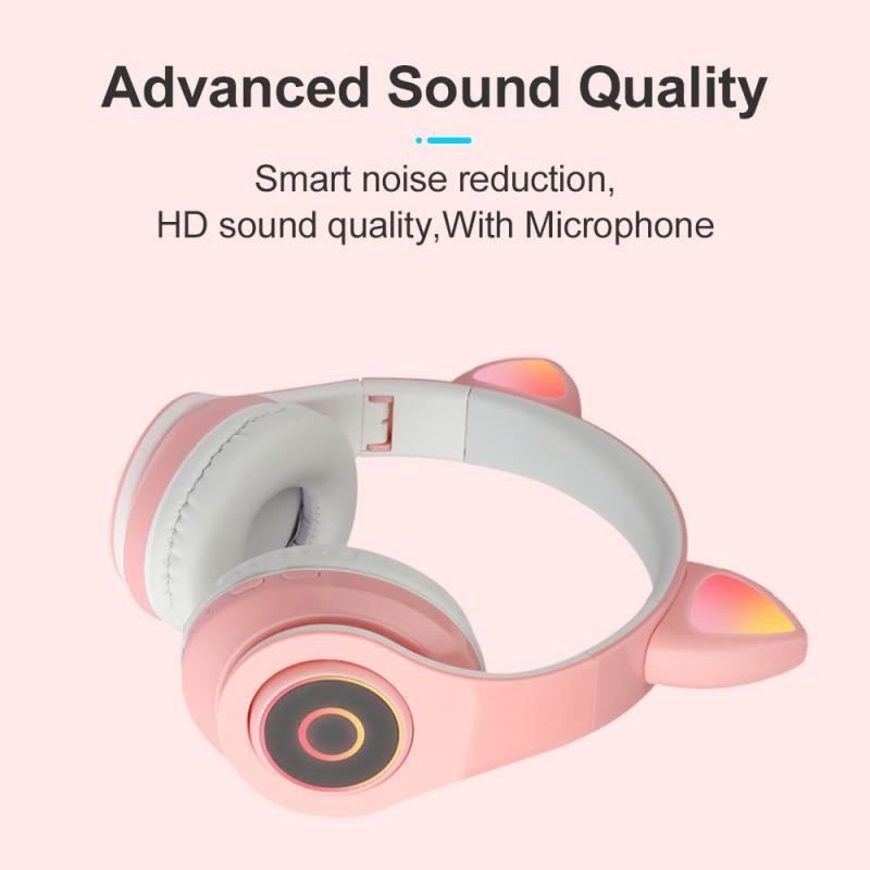 RLoop Bluetooth Headset Headphone Telinga Kucing Cute Cat Ear - CXT-B39 - Pink