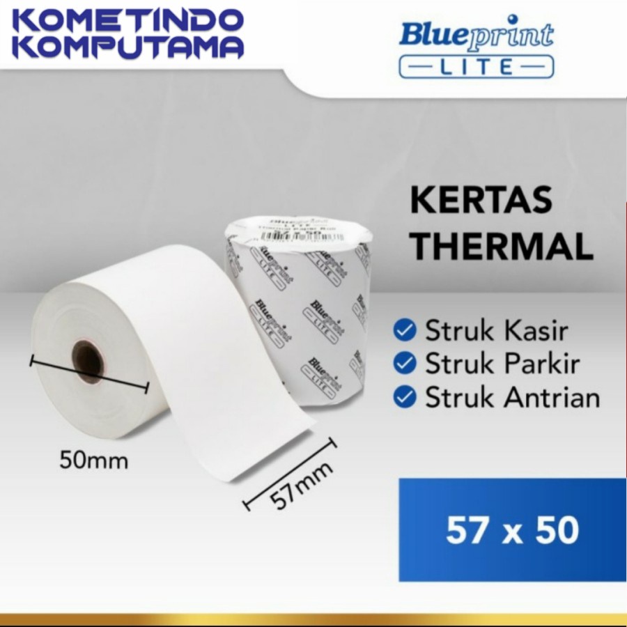 57x50 KERTAS THERMAL PAPER 57x50 mm BLUEPRINT LITE - 1 Roll STRUK KASIR EDC TOL RESI