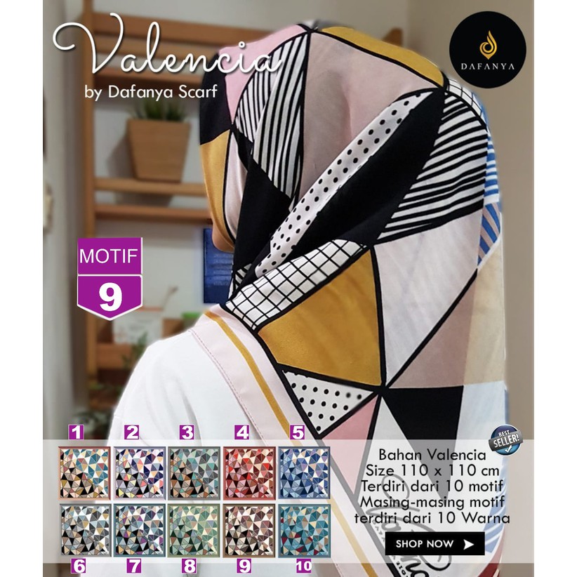 Jilbab Segiempat Valencia Motif 9 By Dafanya Scarf- Hijab Murah Square