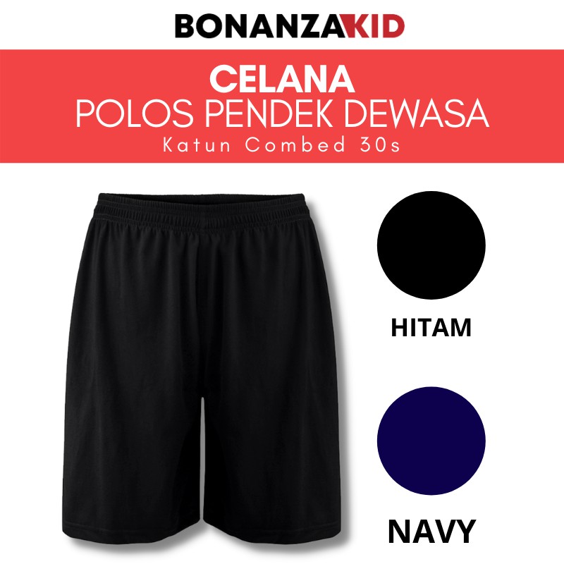 Celana Polos Pendek Dewasa Combed 30s Warna Hitam dan Navy