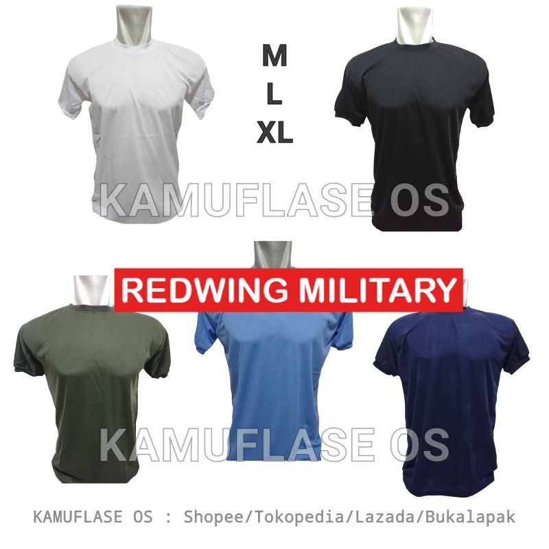 REDWING KAOS PENDEK POLOSAN army dalaman security tni polisi kaos polos HITAM PUTIH BIRU AU NAVY HIJ