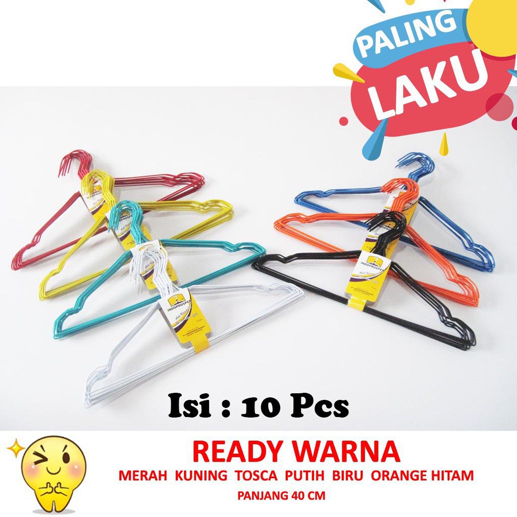 Hanger Kawat Warna / Gantungan Baju Isi 10