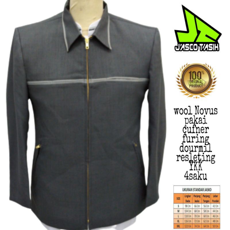 Jasket list dada Abu baju formal pria dewasa by JascoTasik blezer pria wool movus