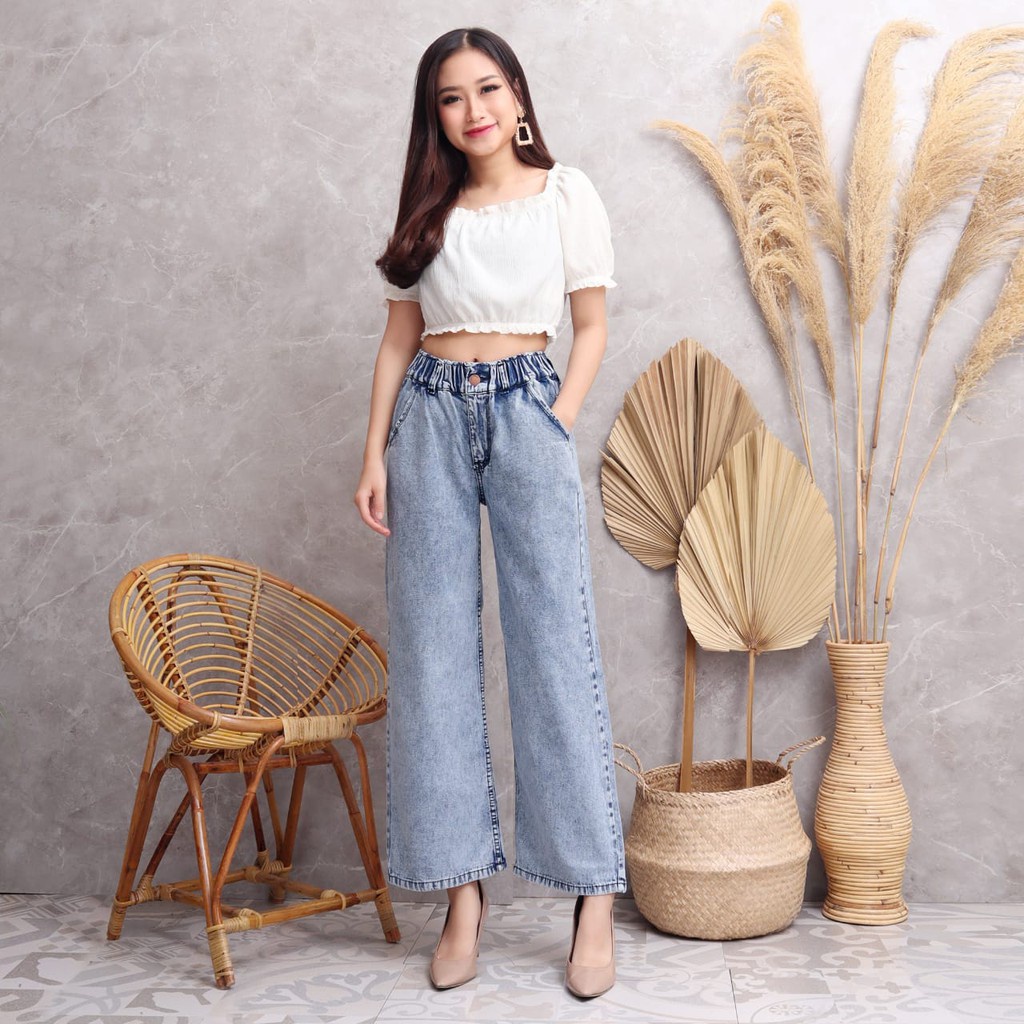 Celana Jeans Wanita Model Terbaru / Celana Levis Perempuan / Jeans Robek Warna Snow Highwaist / Cela