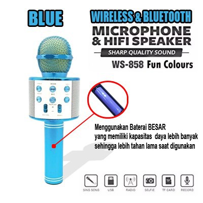 MIC WSTER WS 858 Wireless Bluetooth Karaoke Plus Speaker Micrphone Portable