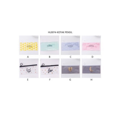 MARKAS HL0074 Tempat Kotak Pensil Transparan Motif Pouch Alat Tulis Serbaguna Zipper