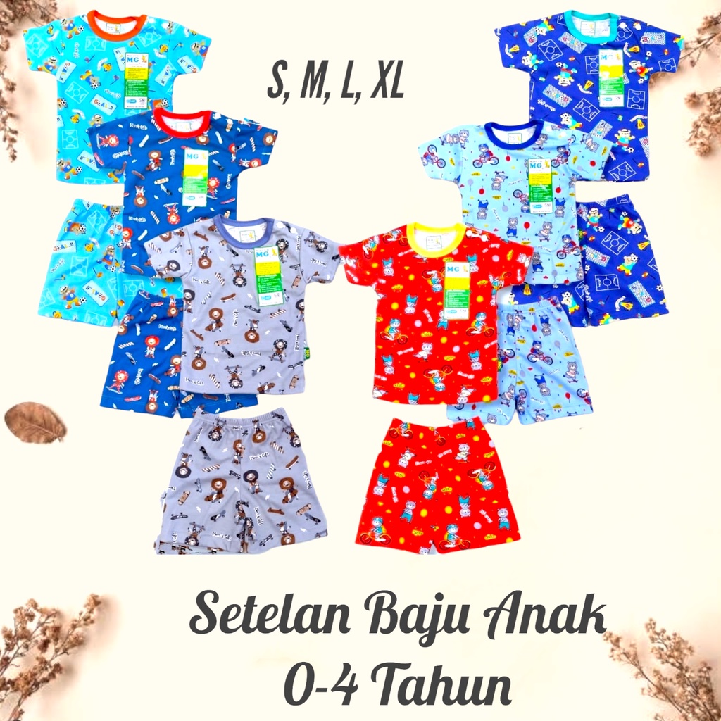 Setelan Baju Anak Bayi Motif Luar Angkasa SNI S, M, L, XL (6 bulan - 4 Tahun) One Set Baju Anak Bayi Setelan Baju dan Celana Pendek Baju Pendek Celana Pendek Anak Bayi