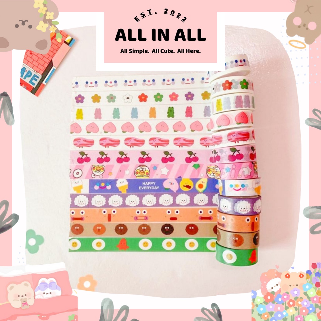 

❤️ALL IN ALL❤️WASHI TAPE SELOTIP MOTIF | DEKORASI PLANNER DIARY JOURNAL | KOREA LUCU