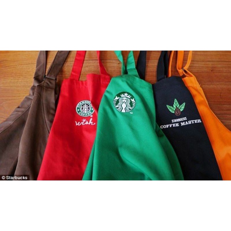 Celemek apron Barista Celemek Waitres Celemek Bartender Celemek Salon Celemek kitchen apron Chef Celemek masak - Hijau starbuck - drill best quality premium