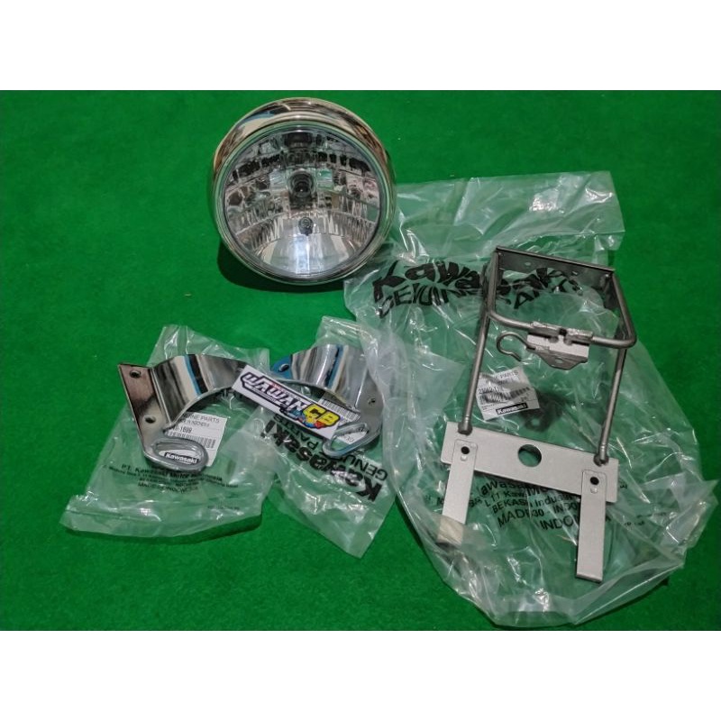 Paket Lampu depan Ninja SS bulat chrome/ Breket lampu ninja SS ninja R