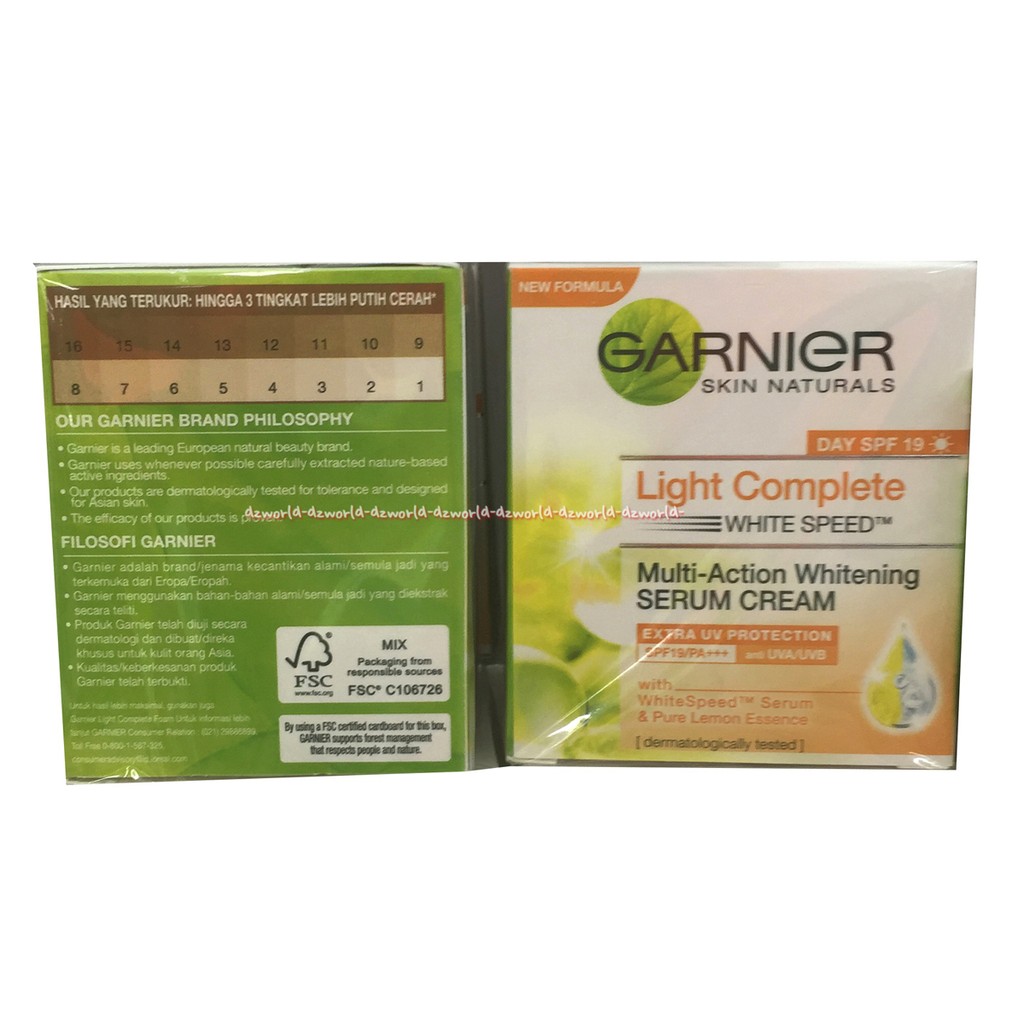 Garnier Light Complete 50ml White Multi Action Whitening Serum Cream Mencerahkan Wajah Muka