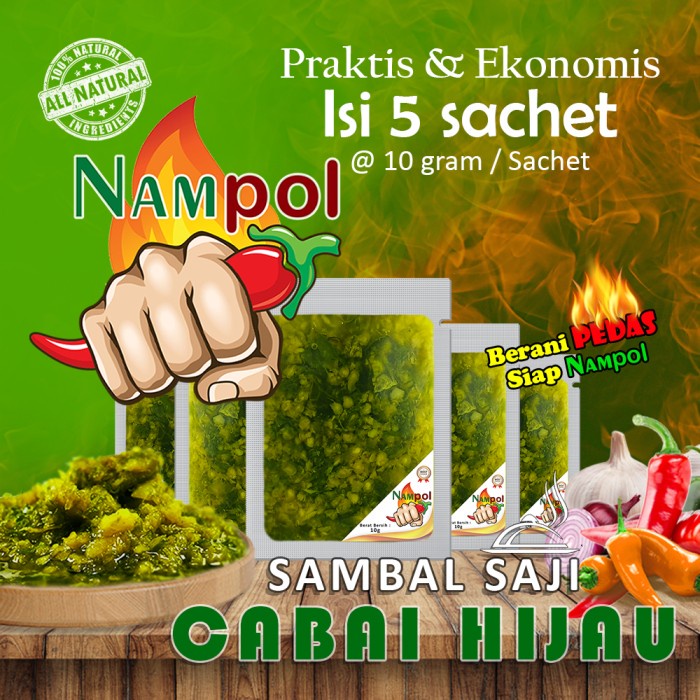 

SAMBAL SAJI NAMPOL CABAI HIJAU (5 sachet)