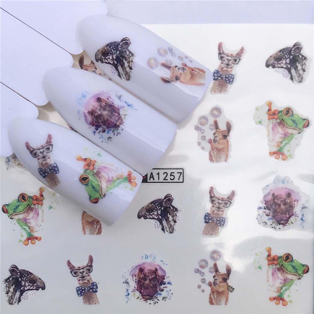 [POPULAR] Summer Nail Art Animal Image Rose Transfer Decal Cute Panda Cartoon Nail Art Stickers Flower Butterfly Blossom Leaf Sliders Decoration Flower Leaves