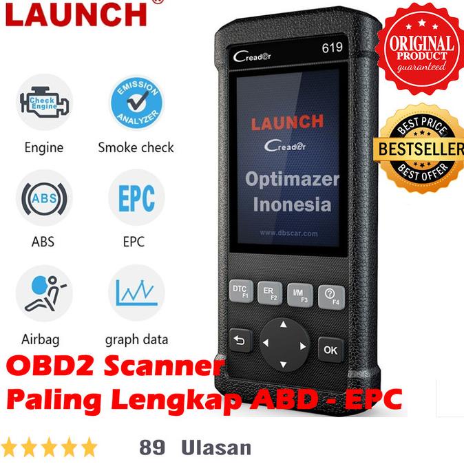 Original Launch CR619 Alat  Scanner Mobil  OBD2 ABS SRS Airbag Scan Engine Diagnostic Tool Jepang Er