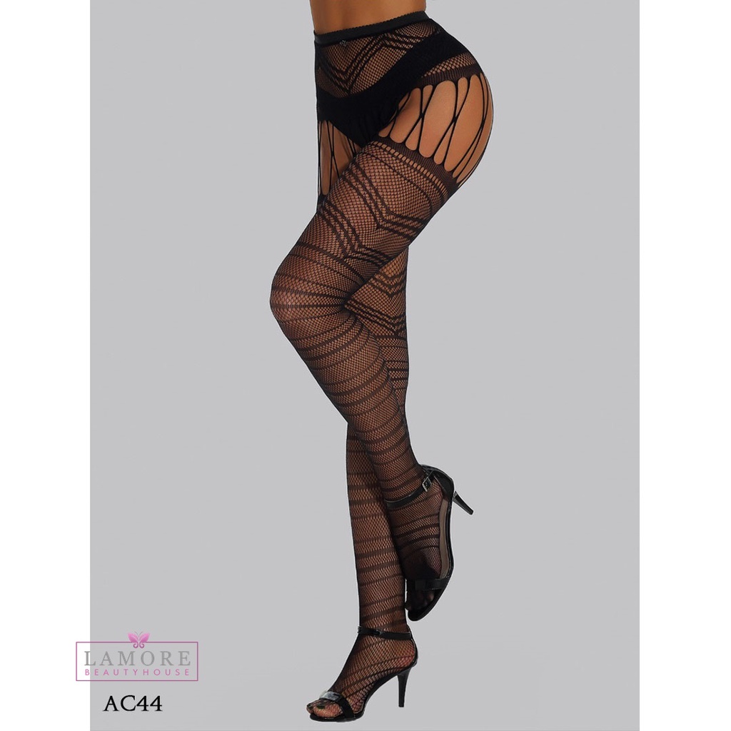 [SIAP KIRIM] LINGERIE STOCKING MOTIF SEKSI SLEEPWEAR JARING HITAM AC44