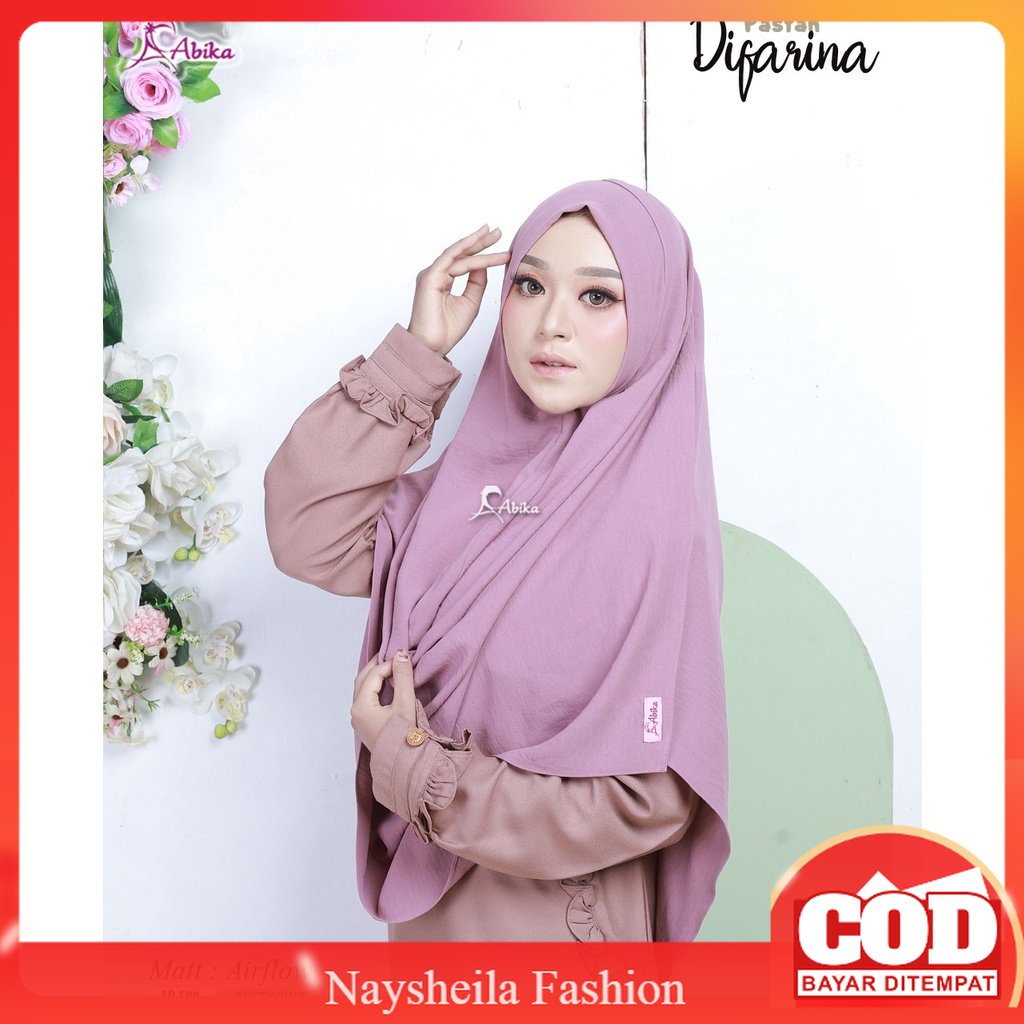 Abika Hijab DIFARINA PASTAN SYAR'I JIlbab  kerudung terbaru kekinian krudung Pashmina Instan Syari J