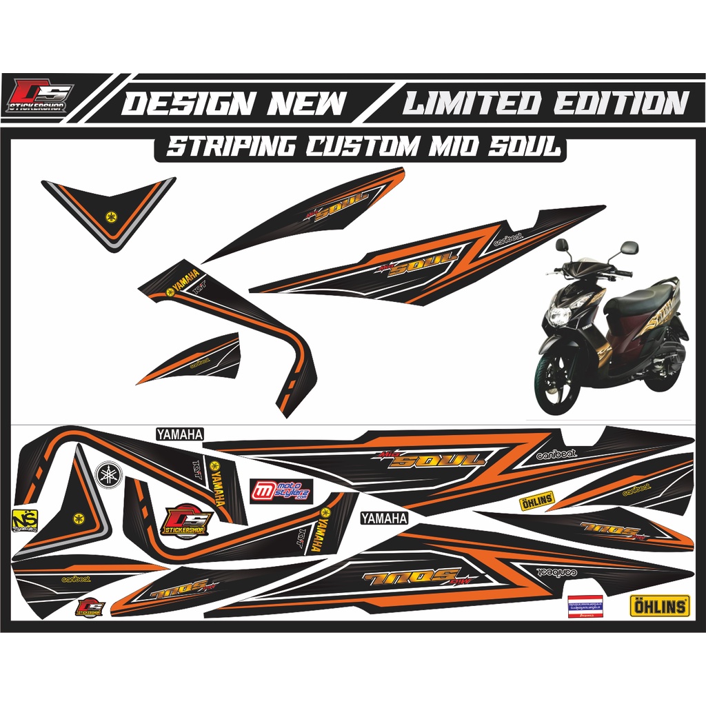 striping mio soul karbu thailand/striping mio soul variasi simple warna hitam oren