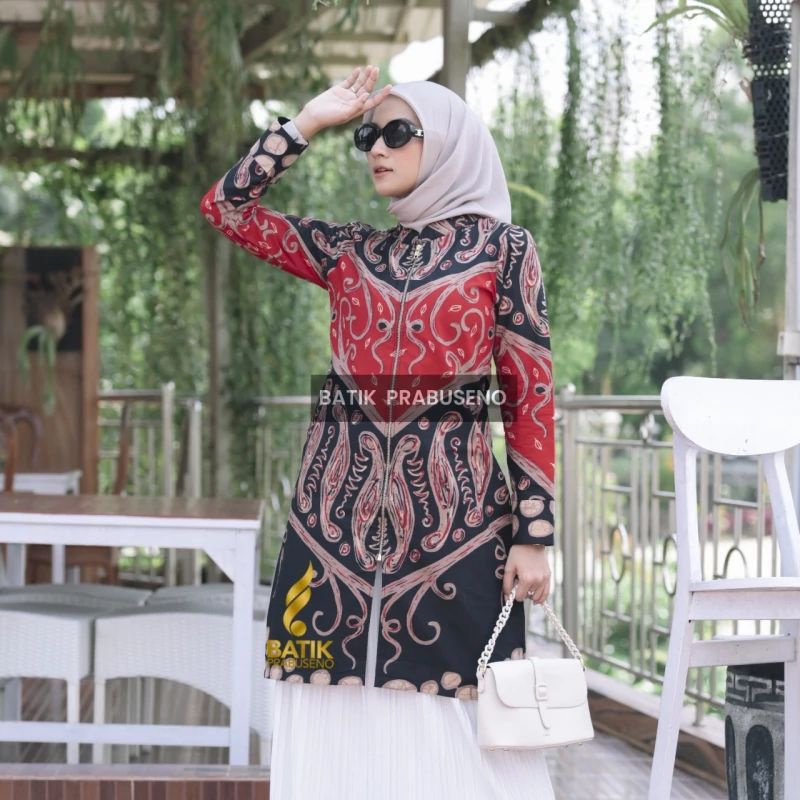 Batik Prabuseno Original Tunik Wanita Motif Indira Dewasa Anak Muda Bahan Katun Printing Hand Made L