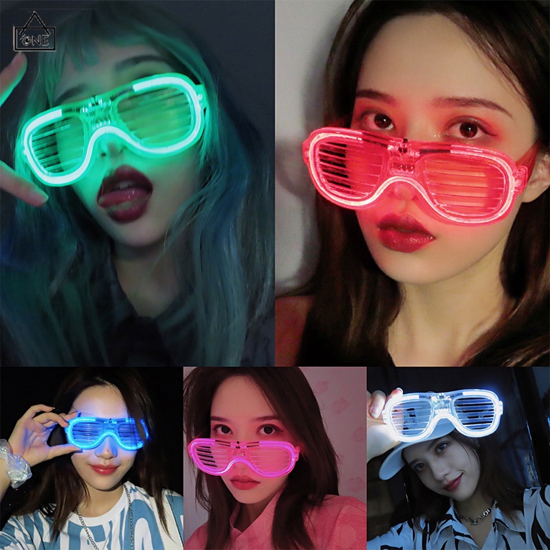 COD❤️LED Kacamata Lampu Luminous Party Pesta Nyala Malam Colorful Eyeglass Aksesoris Fashion-A.one