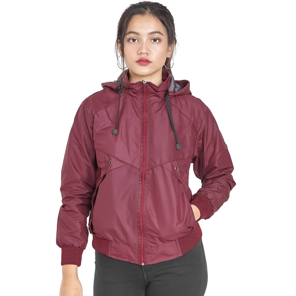 Jaket Wanita Parasut - Jaket Waterproof Wanita Hoodie Anti air premium