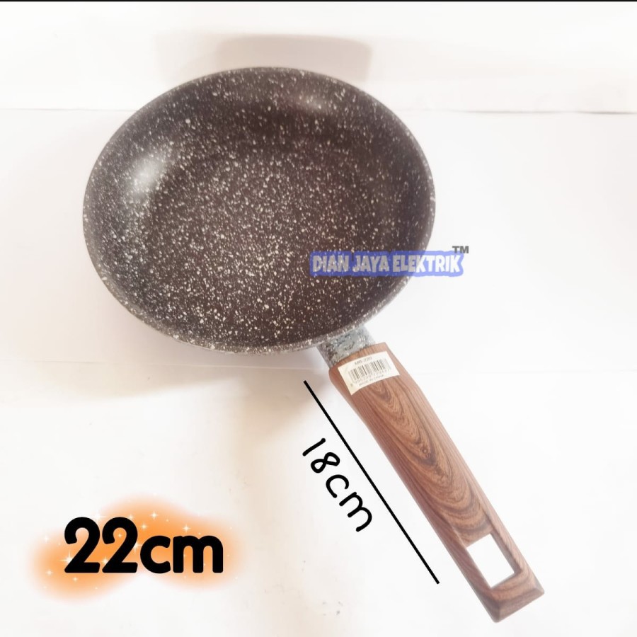 Wajan Teflon anti lengket  Marble coated/fry pan/penggorengan Yoshikawa 20 cm 22 cm