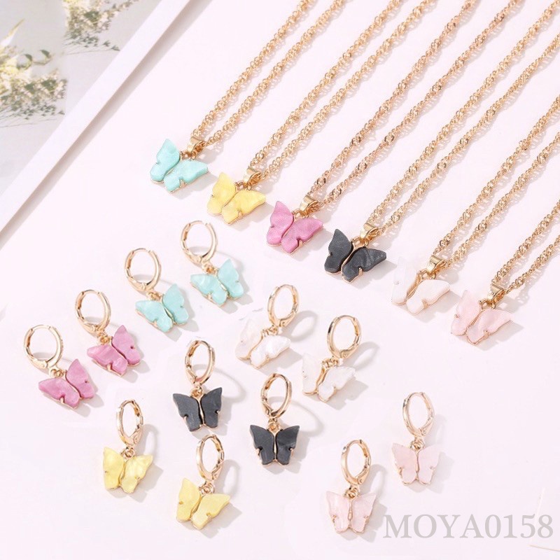 【D.G.C 】✅✨COD Kalung Butterfly Necklace Rantai Akrilik Kupu-kupu L103