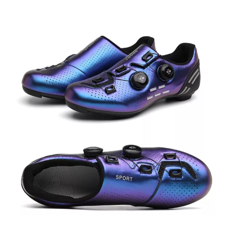 Sport Sepatu Sepeda Multi Cleat Roadbike MTB 2 BOA Cycling Shoes Cleats Sepatu Gowes Cleat Road bike MTB Biru