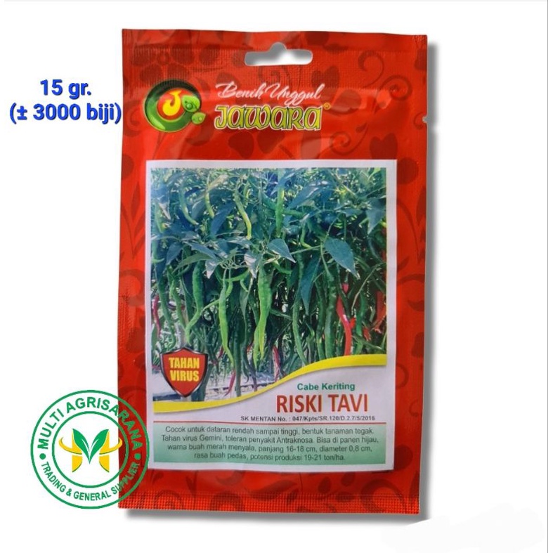 Isi 15 gr. Benih cabe merah keriting Tahan Virus RISKI TAVI bibit cabai keriting bersertifikat