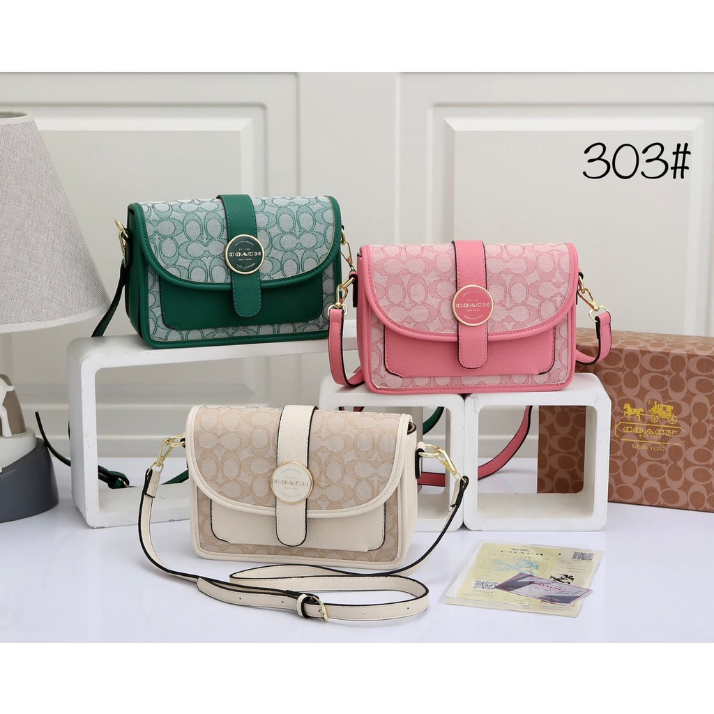 TAS WANITA BATAM IMPORT COACH SHOULDER BAG 303 KWALITAS SEMI ORIGINAL