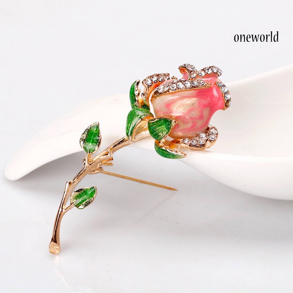 OW@ Fashion Women Rhinestone Inlaid Flower Brooch Pin Clothes Decor Jewelry Gifts