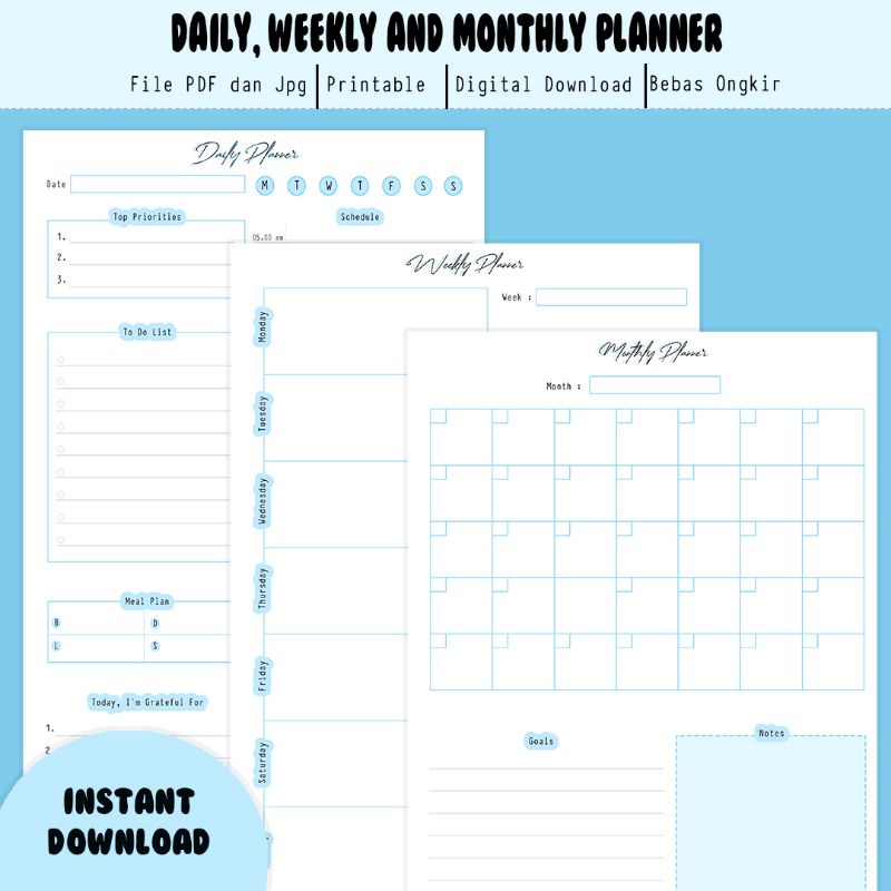 

Daily planner, weekly planner dan monthly planner