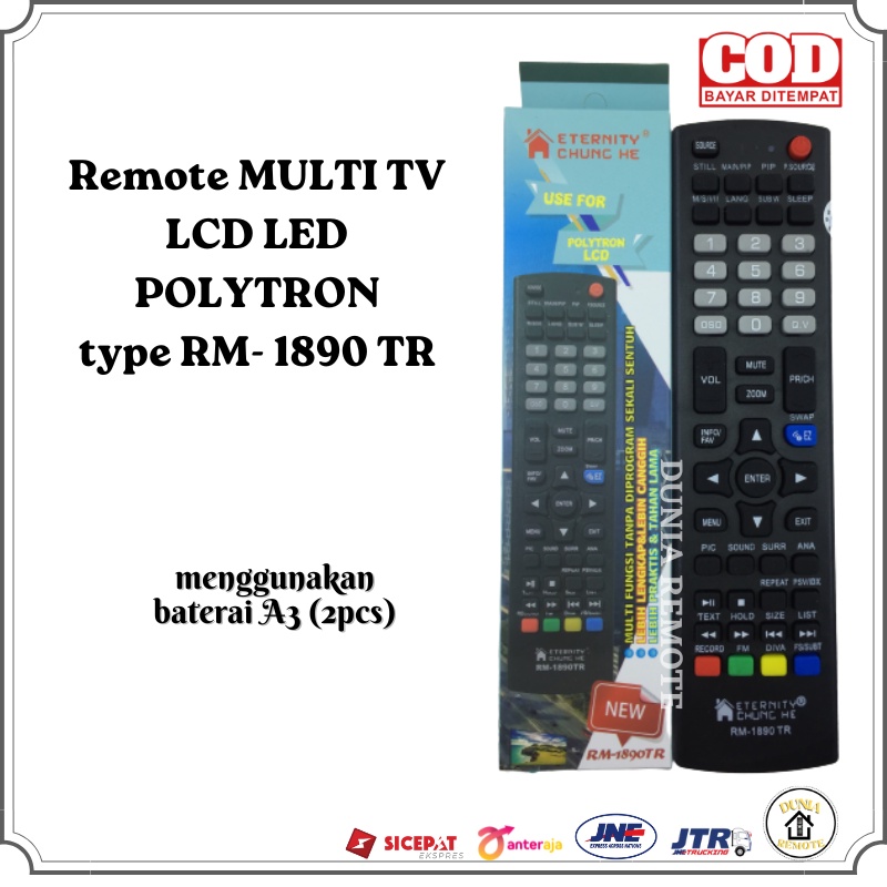 Remot Remote TV Polytron Cinemax Bazzoke XCEL multi 1890 tanpa setting grade ori